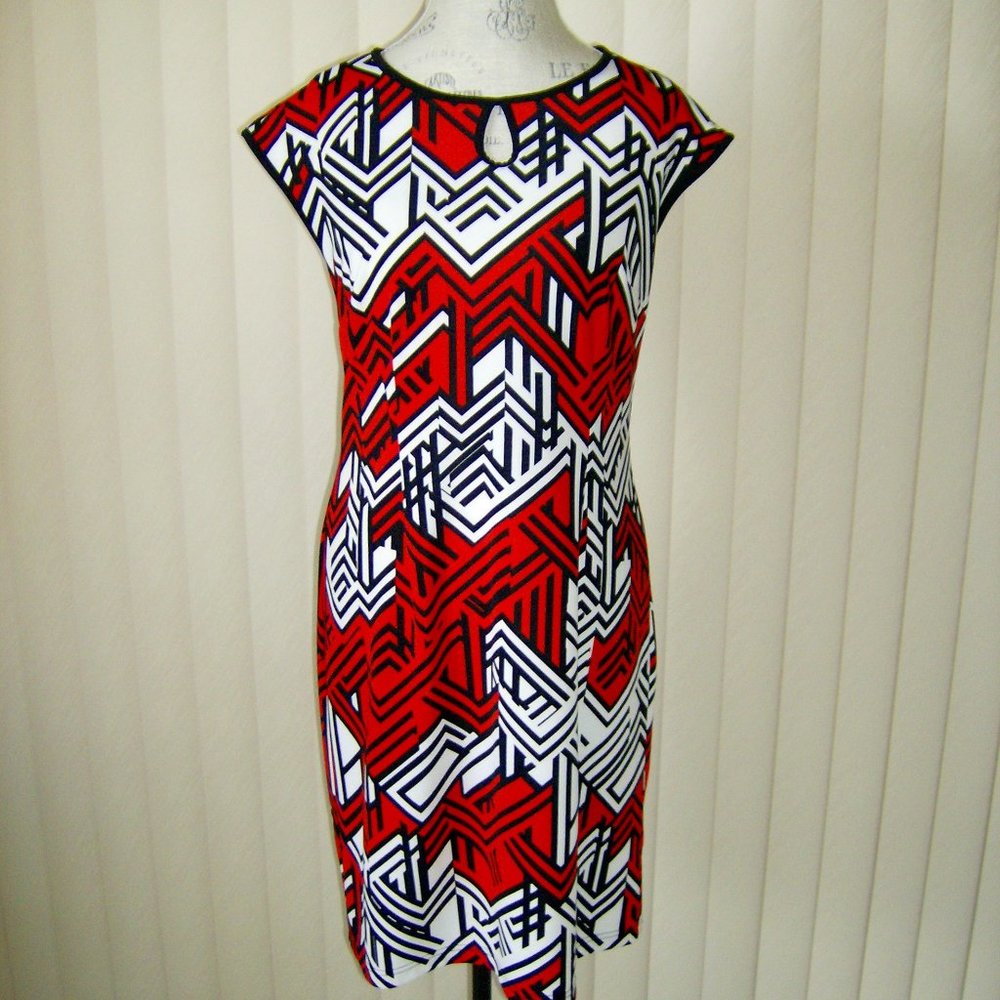 Jessica Rose, red and black contemporary design dress size 10.